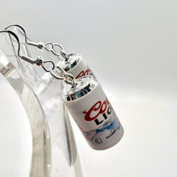 Coors Light Earrings - Beer Can Earrings - Alcohol Earrings - New Years Earrings - Picture 4 of 9